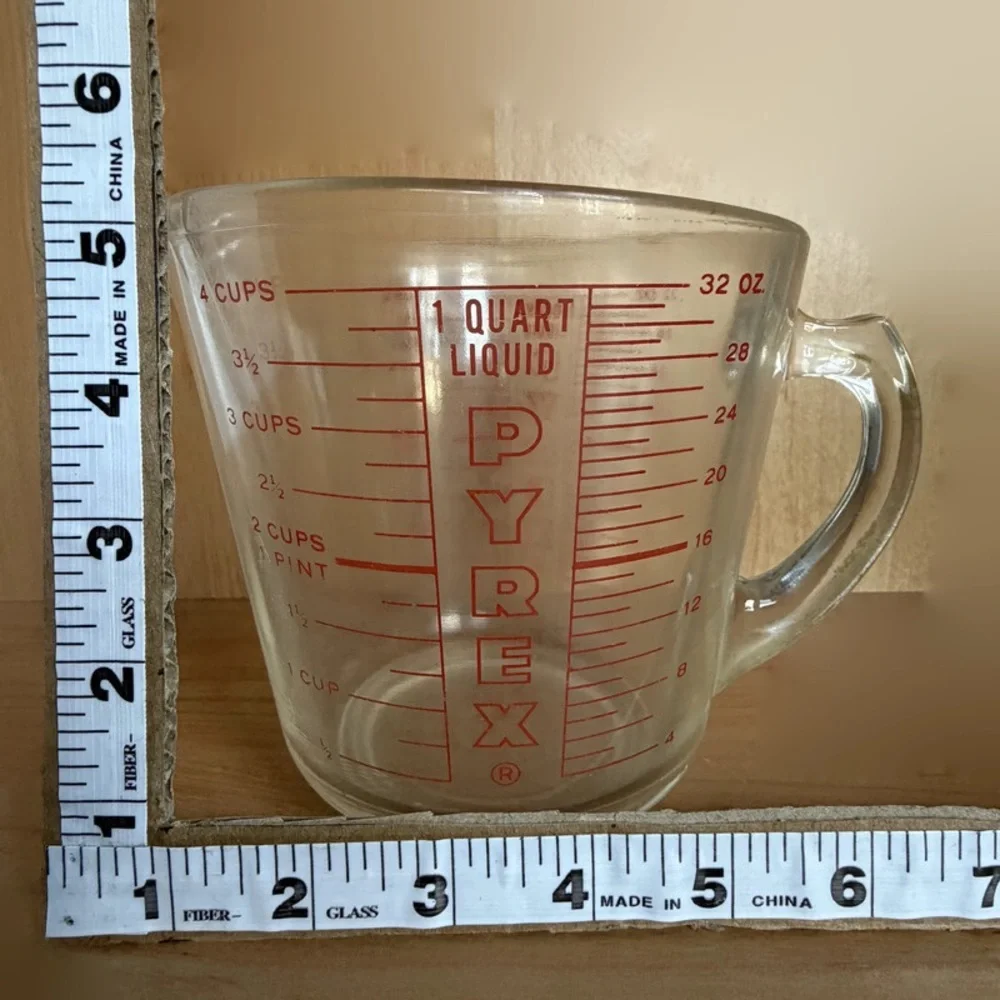 Vintage Pyrex 4 Cups Measuring Cup Red Letter D Handle